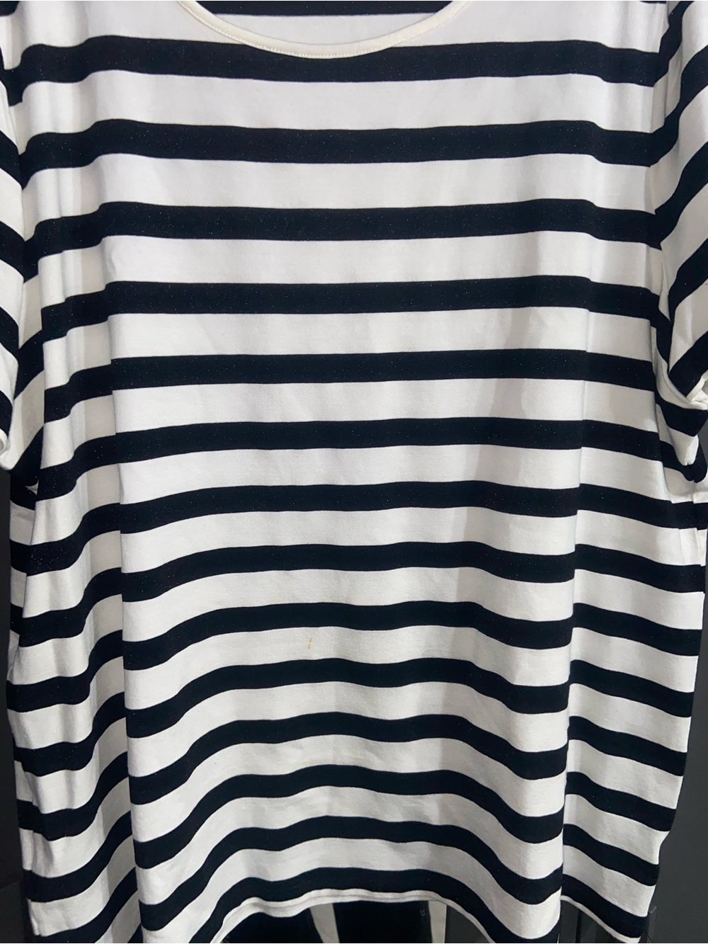 Talbots Black and White Striped Crewneck Top